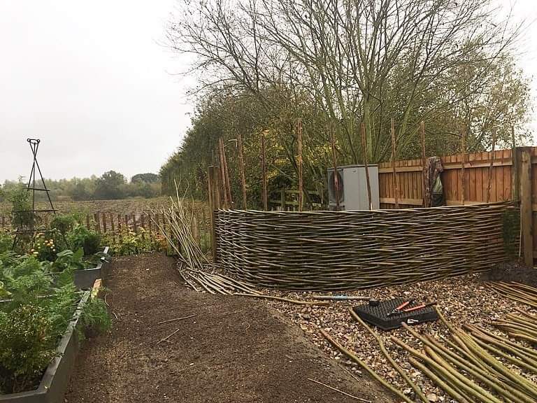 WWood_Foxcotte's tweet photo. Proud of our boy Laurence, he’s producing some lovely fences in Norfolk. 
•
•
#wonderwoodwillow #wovenfencing #willow #norfolk #cambridge #suffolk #oxford #screening #naturalfencing #bespoke #gardens #gardening https://t.co/FAr3Z9Q9DT