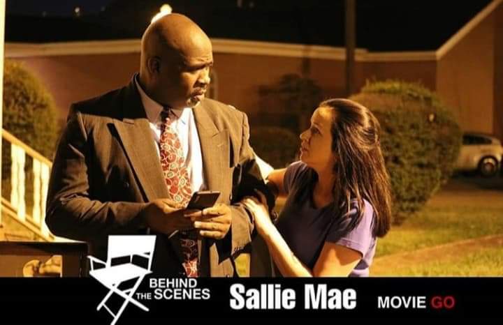 Behind the scenes still from a clip from "Sallie Mae"