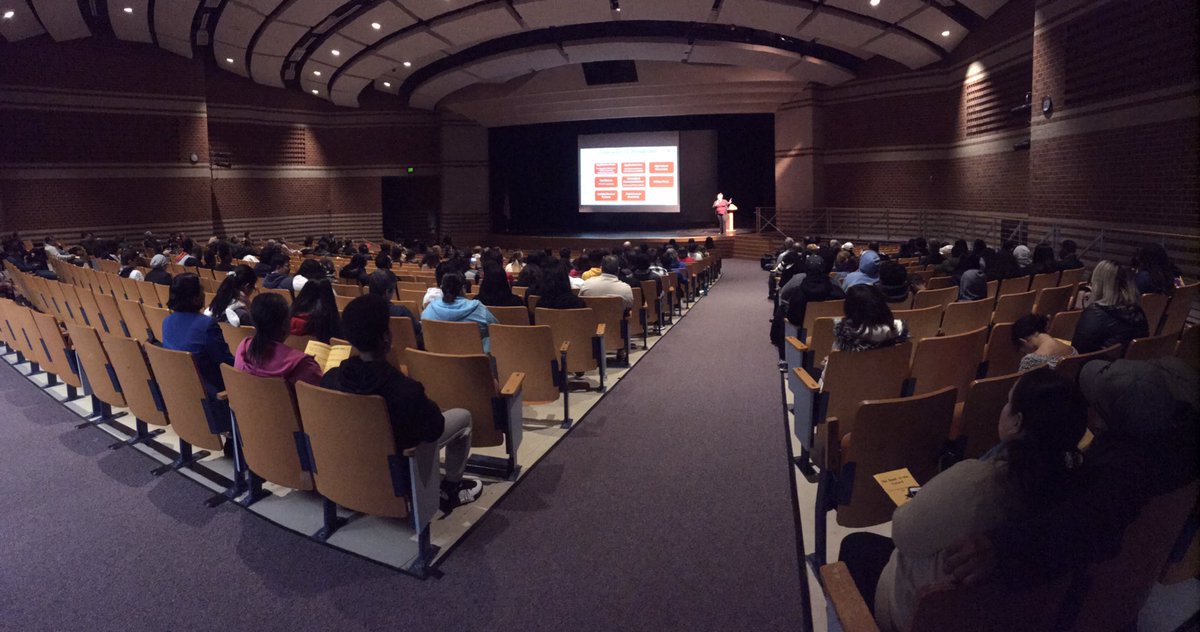 More than 200 people in the LRHS auditorium for Road to the Future: College Planning Night! Info serving grades 9-12! <a href="/hcpss_lrhs/">Long Reach HS</a> #lightningpride