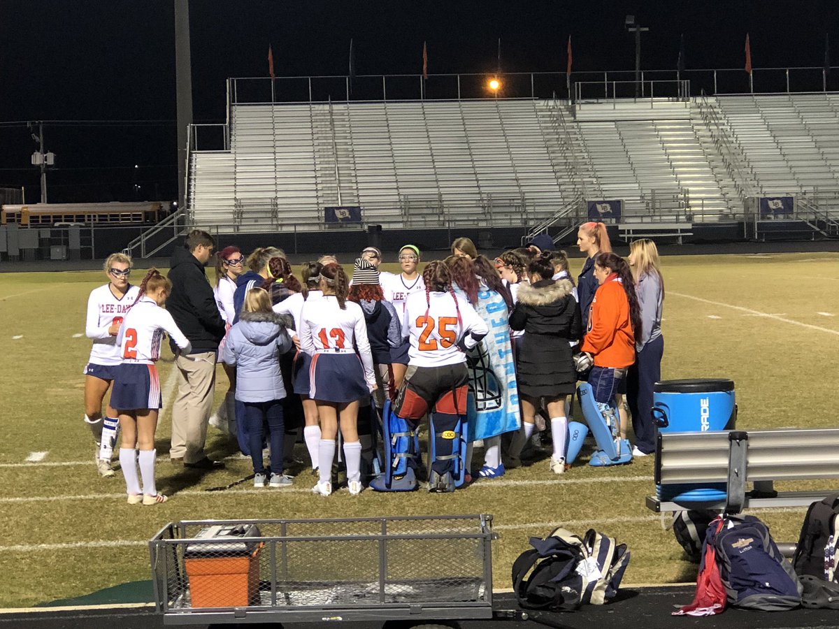 V field hockey up 2-0 over Monacan at the half in the Region 4B semi-finals.