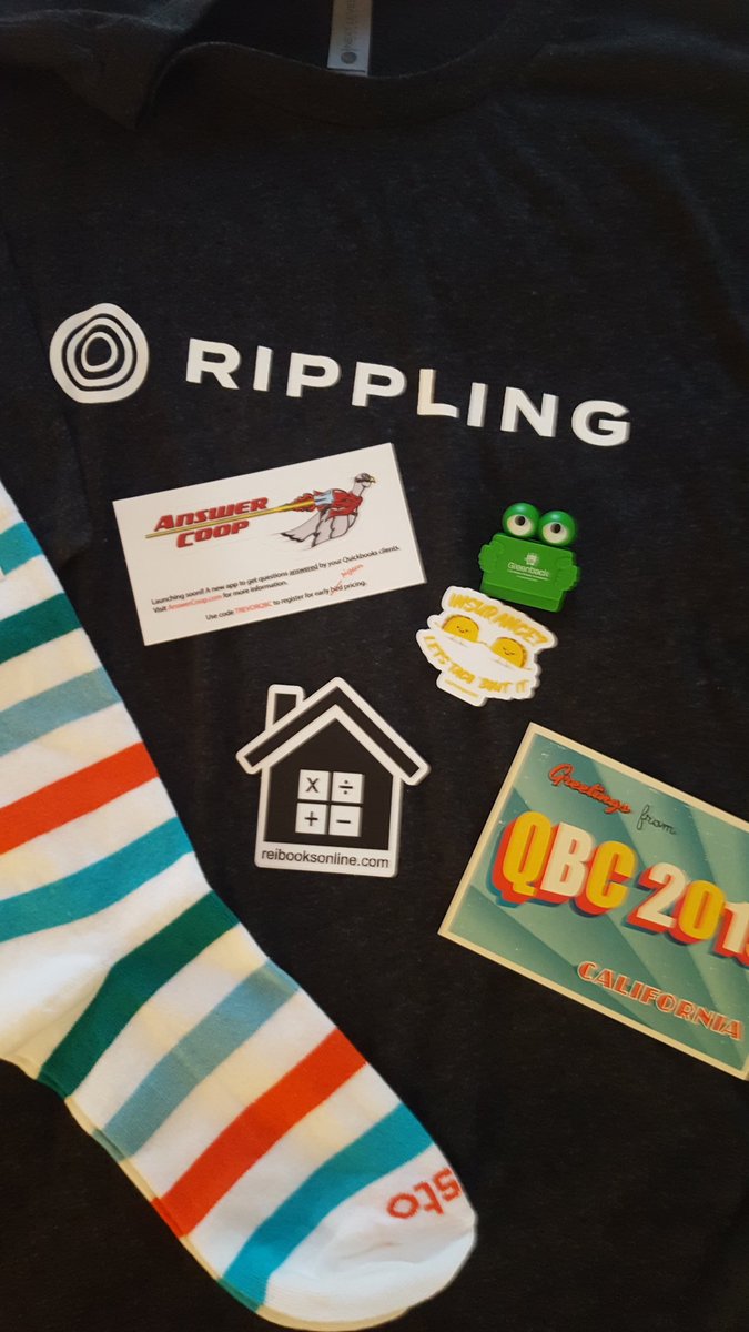 REIBooksonline's tweet photo. So I've become a middle age man who collects swag and stickers, and rides scooters.  #QBConnect https://t.co/7Lr4gmntqj