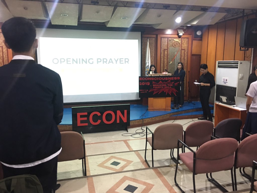 UST_AES's tweet photo. Thank you Ms. Rina So for leading the prayer for todays event, and thank you Mr. Carlos Aquino, the President for giving the Opening Remarks!
#FromSurvivingToThriving
#EconsciousnessWeek2019
#BreakingTheFourthWall
#TranscendAES
#BlazingNewHeights https://t.co/287bfrJKNP