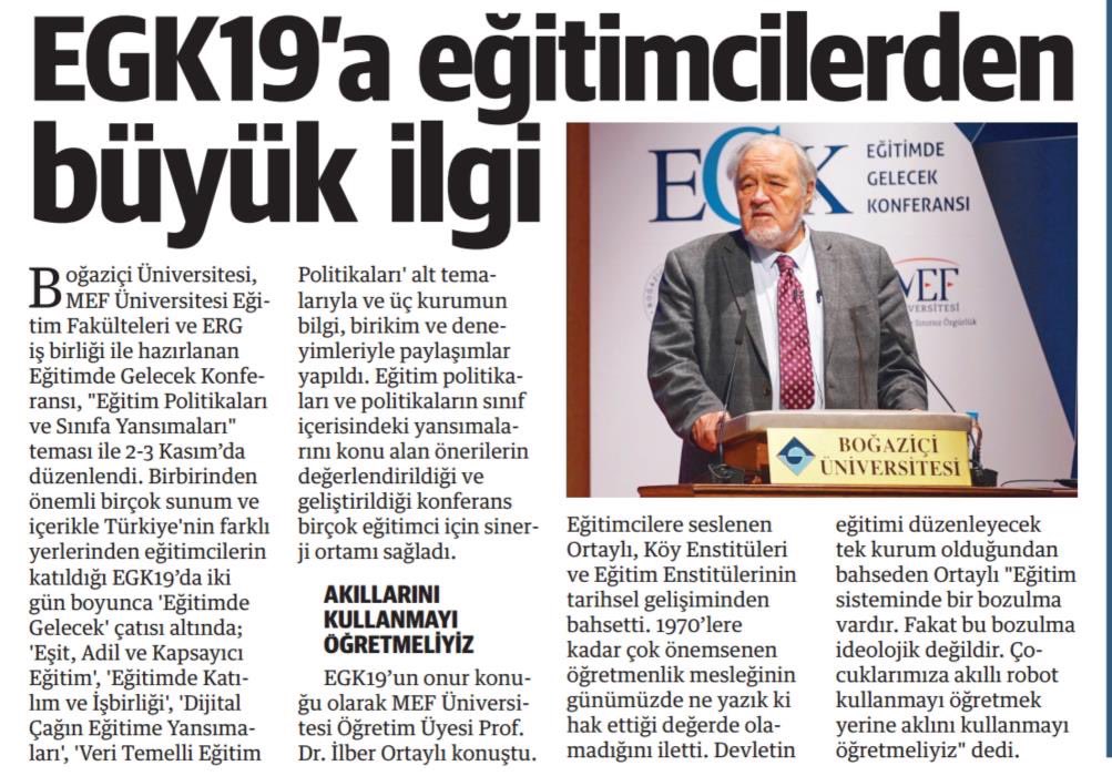 Bugün Yeni Şafak Gazetesi’nde Eğitimde Gelecek Konferansı ile ilgili yayımlanan haberimiz. #EGK19 <a href="/UniBogazici/">Boğaziçi Üni.</a> <a href="/egitimreformu/">Eğitim Reformu Girişimi</a> @mefuniversitesi