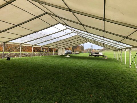 Our teams from <a href="/EventsCrewUK/">Events Crew</a> @oakleafmarquees had a great day yesterday on the site build. The main marquee and bar marquee are installed.
