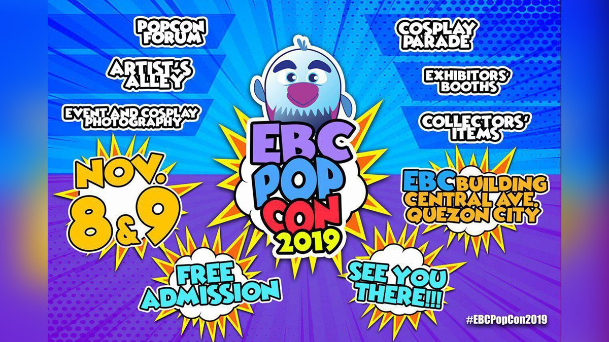 EagleNews's tweet photo. Indulge in a pop culture-filled experience at the first-ever EBC Popcon! The event will be held on Nov. 8 and 9, at the EBC main office in Quezon City.

Admission is free.
See you there! https://t.co/lfPgZaBEhI