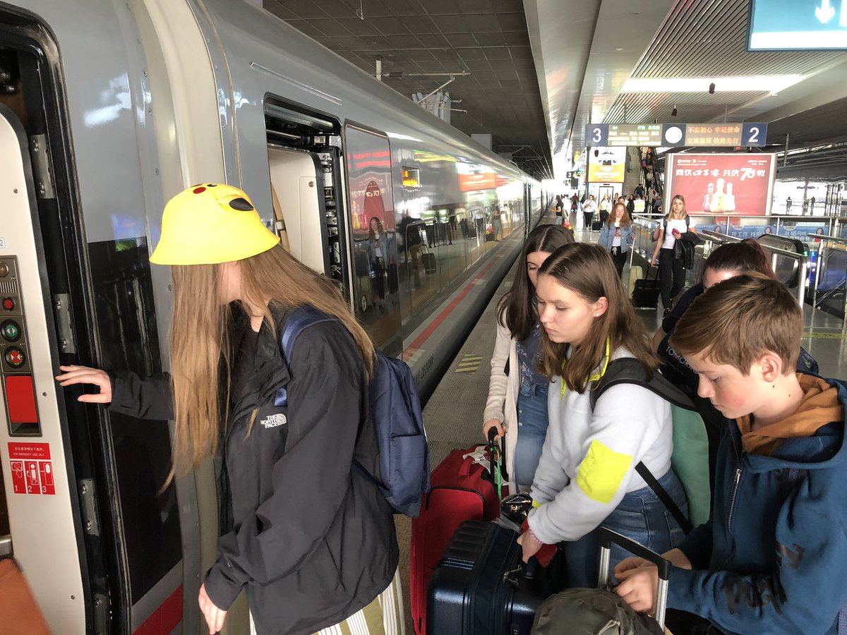Starting the next phase of our China adventure. High speed train from Shanghai to Beijing!  350 km/h (217 mph). Kids were happy to find a McDonalds in the train terminal. Even though the meal came with corn on the side 😂 <a href="/rochcommschools/">Rochester Community Schools</a> #RCSGlobal