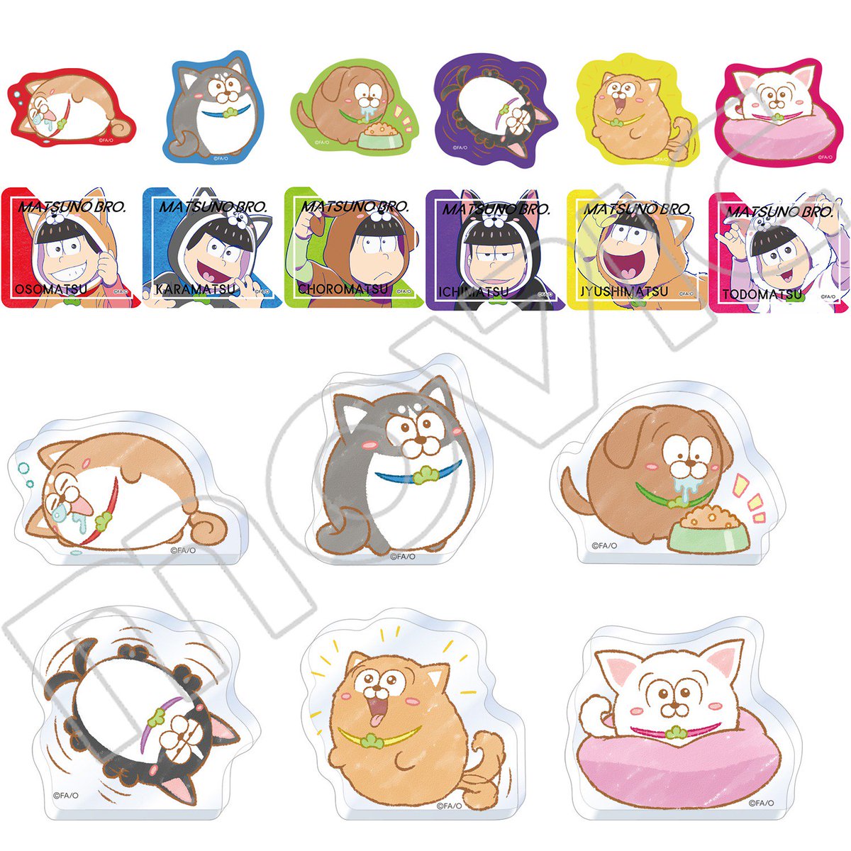 movic_jp's tweet photo. 【おそ松さん】アクリルスタンド、ステッカーセット、トートバッグ、クリアファイル等の新商品が続々登場！ https://t.co/ZrCJnArwHf　#おそ松さん #松犬 https://t.co/WbXPV8oWTr