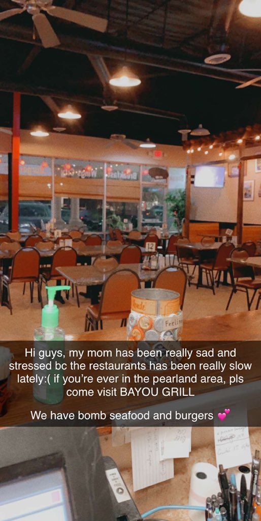 Kacielam's tweet photo. Pls come support and reassure my mom that she is the best cook!! It’s called Bayou Grill at 1635 Broadway St #117, Pearland, TX 77581 https://t.co/T016M1EXdu