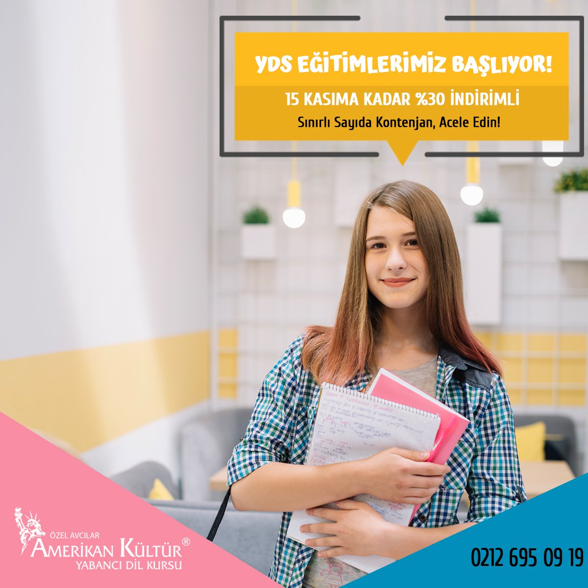 YDS Eği̇tı̇mlerı̇mı̇z Başliyor !

Ve 15 Kasima Kadar %30 ı̇ndı̇rı̇mli̇!

Sınırlı Sayıda Kontenjanda, Yeri̇nı̇zi̇ Almayı Unutmayın…

Detaylı Bilgi İçin: 0 212 695 09 19

amerikankulturavcilar.com/yds

#avcılaringilizce #avcılaryds #YDS #indirim #indirimeğitim #seviyetespitsinavi