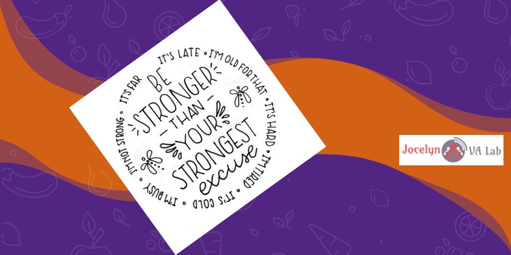 Jocelyn_VA_Lab's tweet photo. Be stronger than your strongest excuse.

#AdministrativeAssistant
#VirtualAssistant
#Freelancer
#efficientVA
#affordableVA

https://t.co/Ok6Cc8yIms https://t.co/LQLhdHeJxd