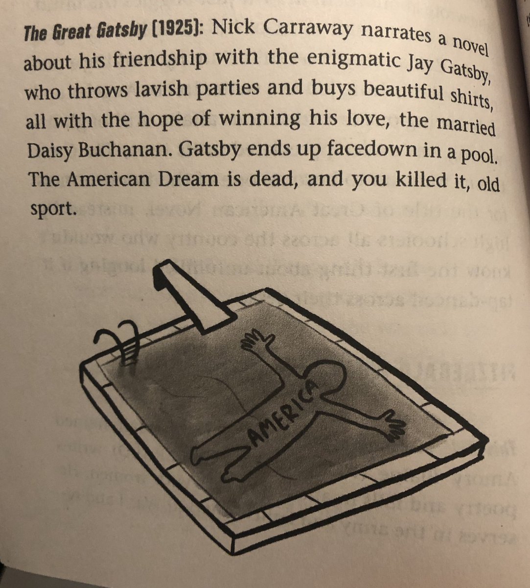 Hey high school sophomores, here’s the summary of The Great Gatsby from ‘The White Man’s Guide to White Male Writers of the Western Canon.’ Now you don’t have to read it. You’re welcome! amazon.com/gp/aw/d/006286…