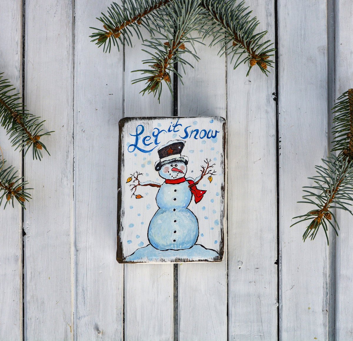 NikolsWorld's tweet photo. Let it snow hand painted snowman ornament Christmas rustic wooden Christmas block ornament #etsy #homedecor #christmas #snowmansign #letitsnow #snowmandecor https://t.co/iyGpWtdnbc https://t.co/yu3Kqg88R1