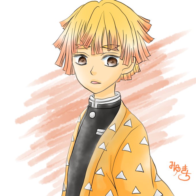 みゆきちさんがTwitterに投稿した我妻善逸(鬼滅の刃)のイラスト。