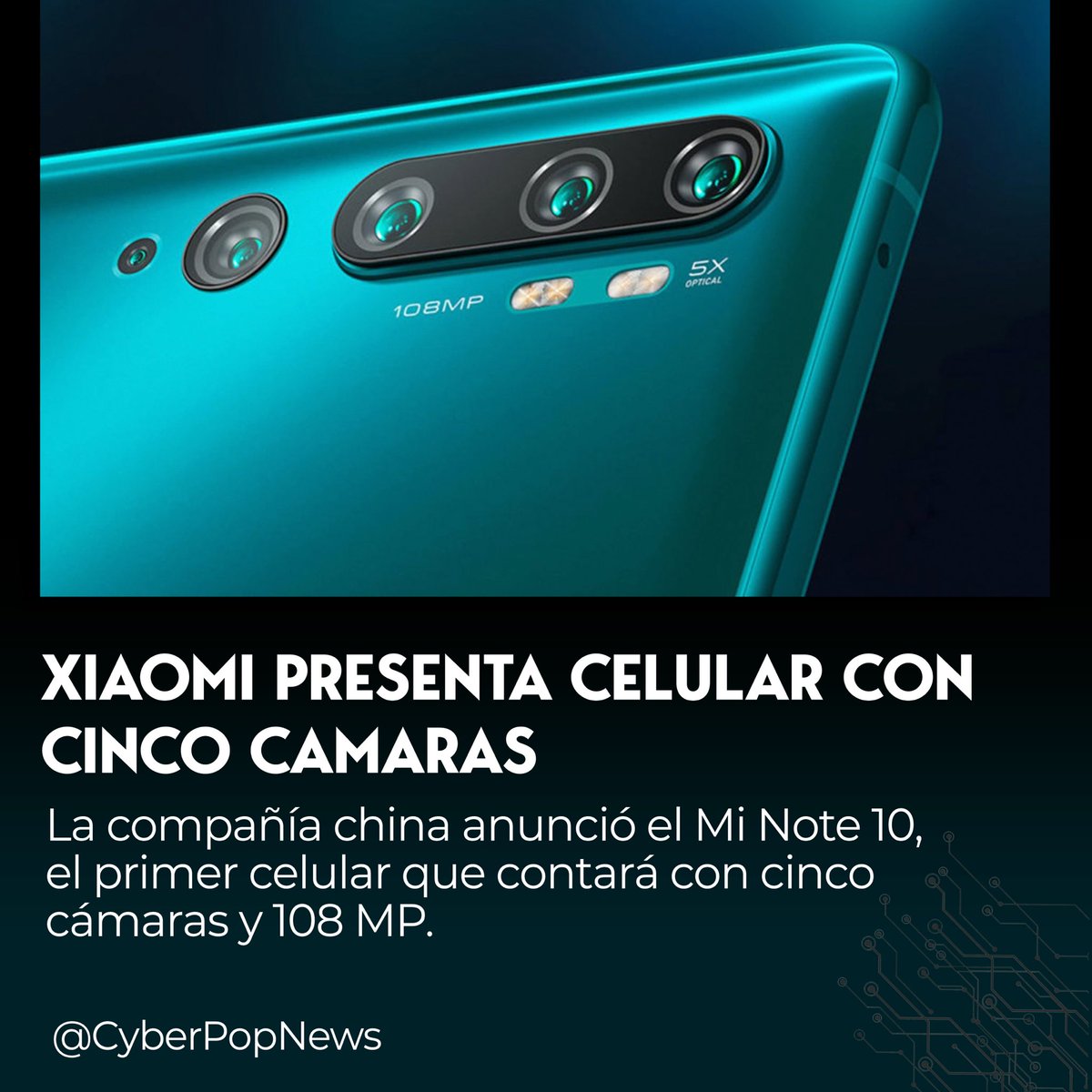 CyberpopNews's tweet photo. La competencia cada vez se pone más dura 🔥 ¿qué opinan de este nuevo celular? #xiaomi #minote10 #XiaomiMiNote10 #tecnologia https://t.co/t4sgeh3TXq