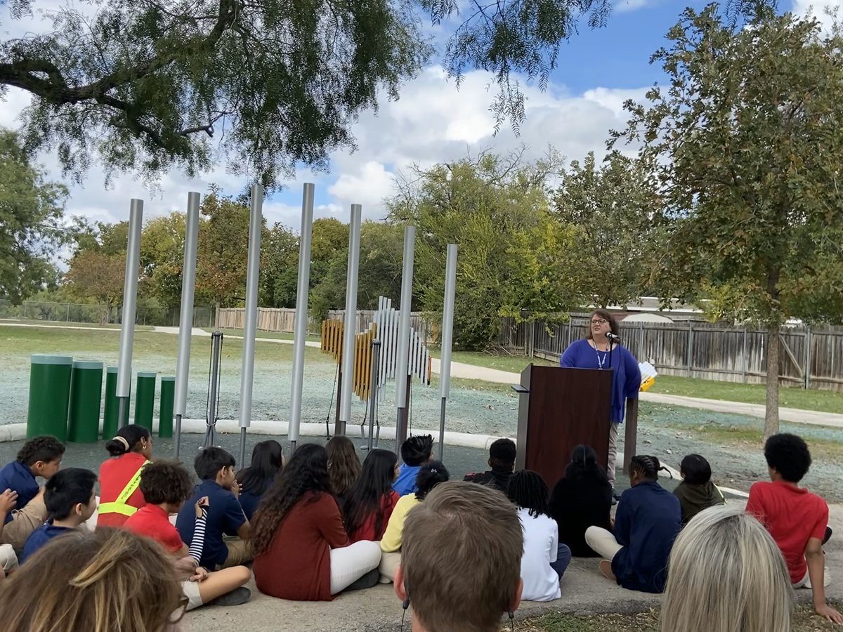 Today we had the honor of hosting the ribbon cutting for our beautiful musical playground, funded by a generous grant by the Charity Ball Association. Thanks to <a href="/dr_maika/">Sean Maika</a>, NEISD Board of Trustee members, <a href="/NEISDFoundation/">North East Educational Foundation</a> and Charity Ball Association members for celebrating w us!