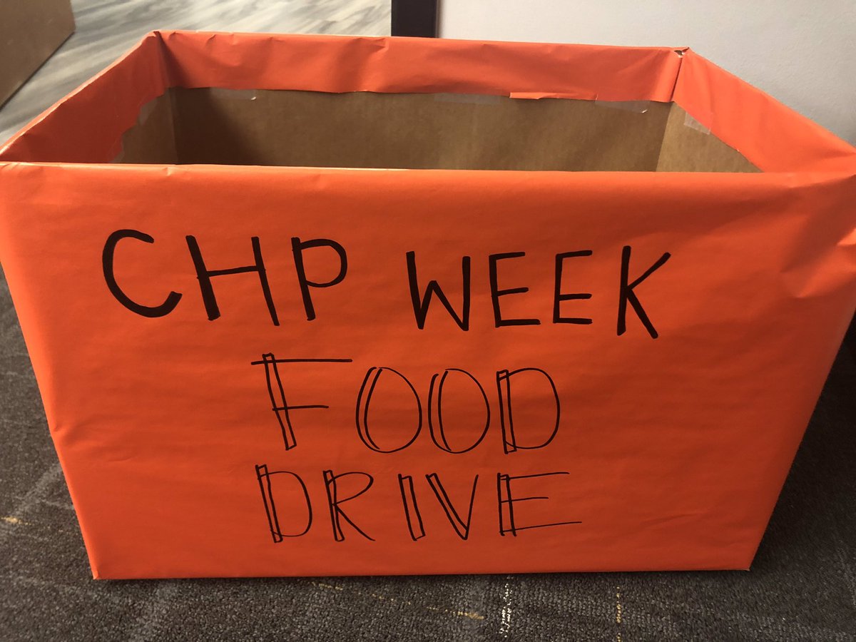 WSU_CHP's tweet photo. #CHPweek is celebrating students, faculty & staff, but it's also about giving back. Each department has an orange box for donations for the Shocker Support Locker. Our goal is to donate at least 50 items from each department in honor of the upcoming CHP 50th anniversary! https://t.co/jQ78I3TFkm