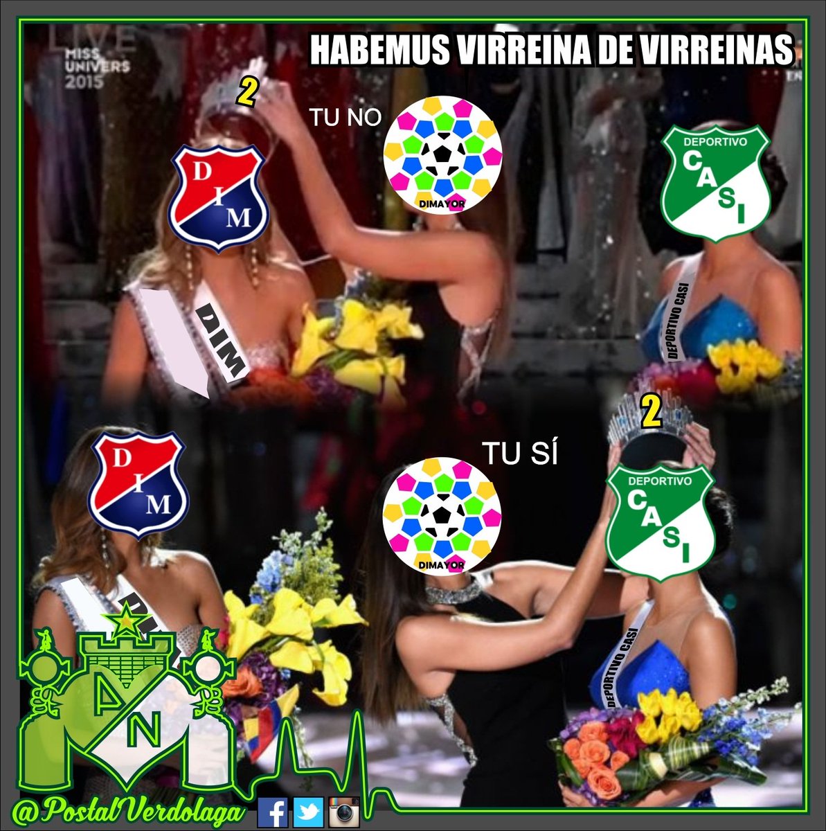 PostalVerdolaga's tweet photo. Con el duelo de virreinas creo que quedaron felices los dos. El uno por ya no serlo y el otro por seguirlo siendo 😂🤣😅🤭
#DeportivoCASI #EternaVirreinadelFPC CA/SI

#FPC #CopaColombia #CopaÁguila #LACOPAxWIN #LACOPAxRCN #FINALCOPAxWIN #FINALCOPAxRCN #FPC #dim #deportivocali https://t.co/LF0GvwCfUY