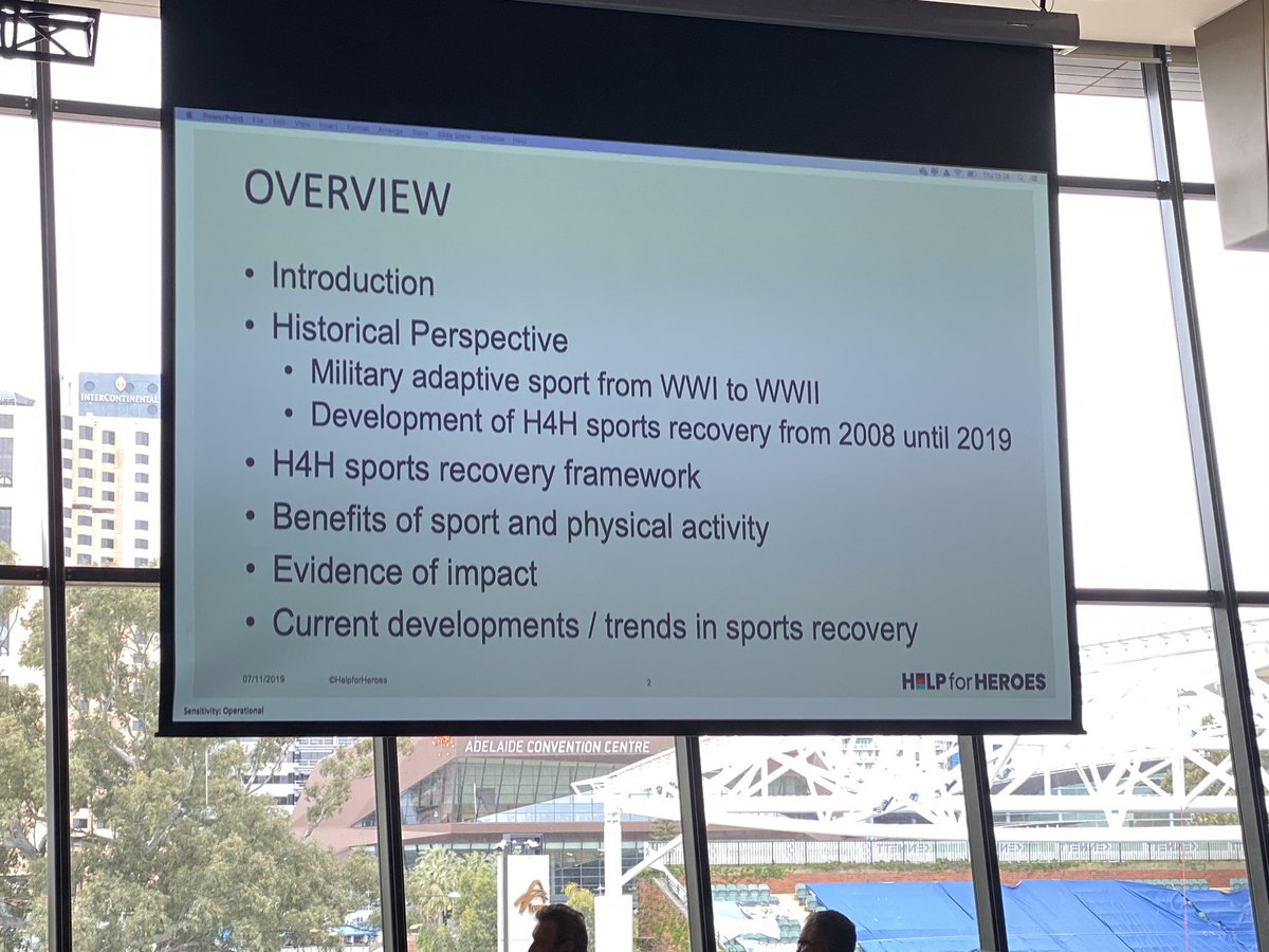 Wellbeing_au's tweet photo. Great to hear @martincolclough OBE from @HelpforHeroes talk at @TheRoadHome_AU Global Alliance Conference on Post-Traumatic Stress speaking about active therapy and research also the inception of Adaptive sports after WW1 #pathways #ptsleaders #gacopts2019 #adelaide https://t.co/nSClRLSKcG
