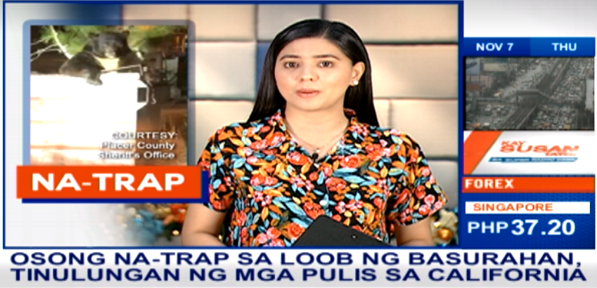 dzbb's tweet photo. #AlamN'yoBa na isa oso ang na-trap sa loob ng basurahan sa California. https://t.co/otEXmWNi8M