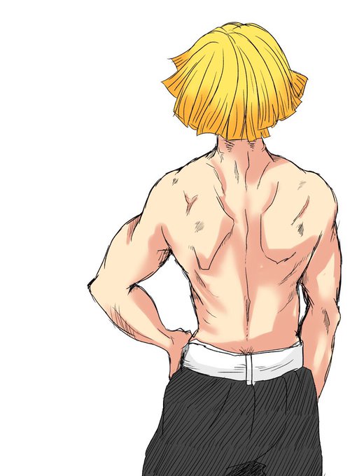 おくらさんがTwitterに投稿した我妻善逸(鬼滅の刃)のイラスト。