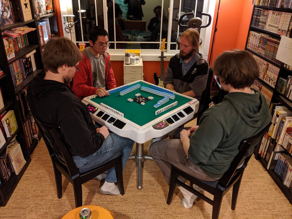 SeattleRiichi's tweet photo. Our third quarter championship going on right now, including a player who only learned how to play this year! Who will join last year's champion Ada and Anthony in the club final for 2019? https://t.co/ok1CWYPqe0