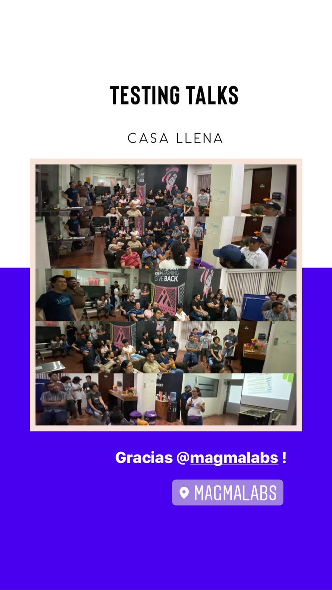 Testing_Talks's tweet image. Casa llena hoy en @weareMagmaLabs Gracias por acompañarnos en esta nueva era de #TestingTalks 😍 un gusto enorme ver caras nuevas.