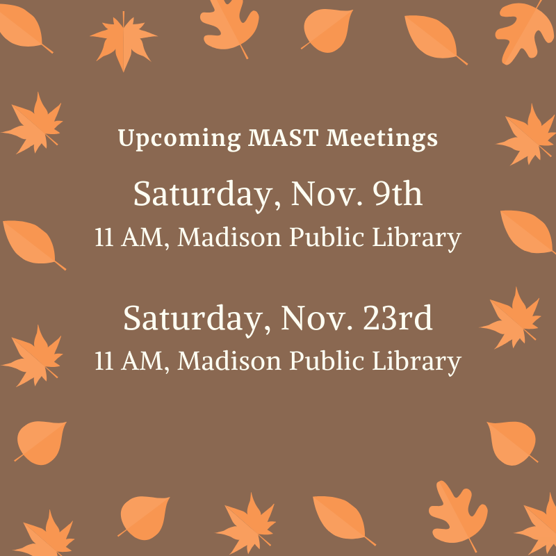 MASTMadison's tweet image. Our next meeting is this Saturday, Nov. 9th, 11 am, at the Madison Public Library. We'll be putting together thank yous for our partners, supporters, and volunteers, collecting trail gifts for the Dakota 38+2 riders, and more. Hope to see you there!