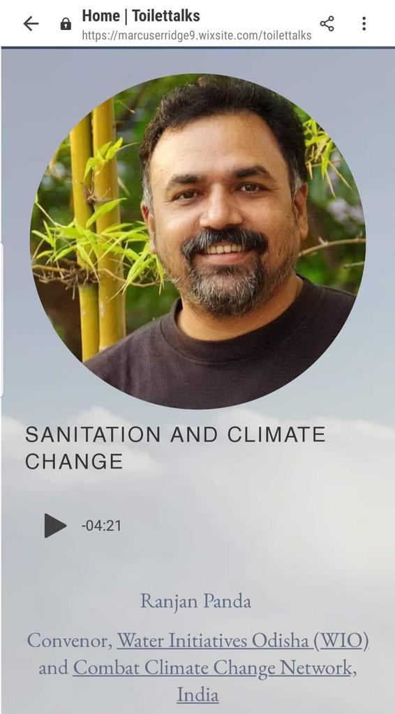 My #ToiletTalk on 'Sanitation & Climate Change' features in a global virtual series created for #WorldToiletDay Univ of Coimbra’s Centre for Social Studies in Portugal. Plz listen to it and many more informative talks.
#Youth4Water 
#Youth4WASH

marcuserridge9.wixsite.com/toilettalks
