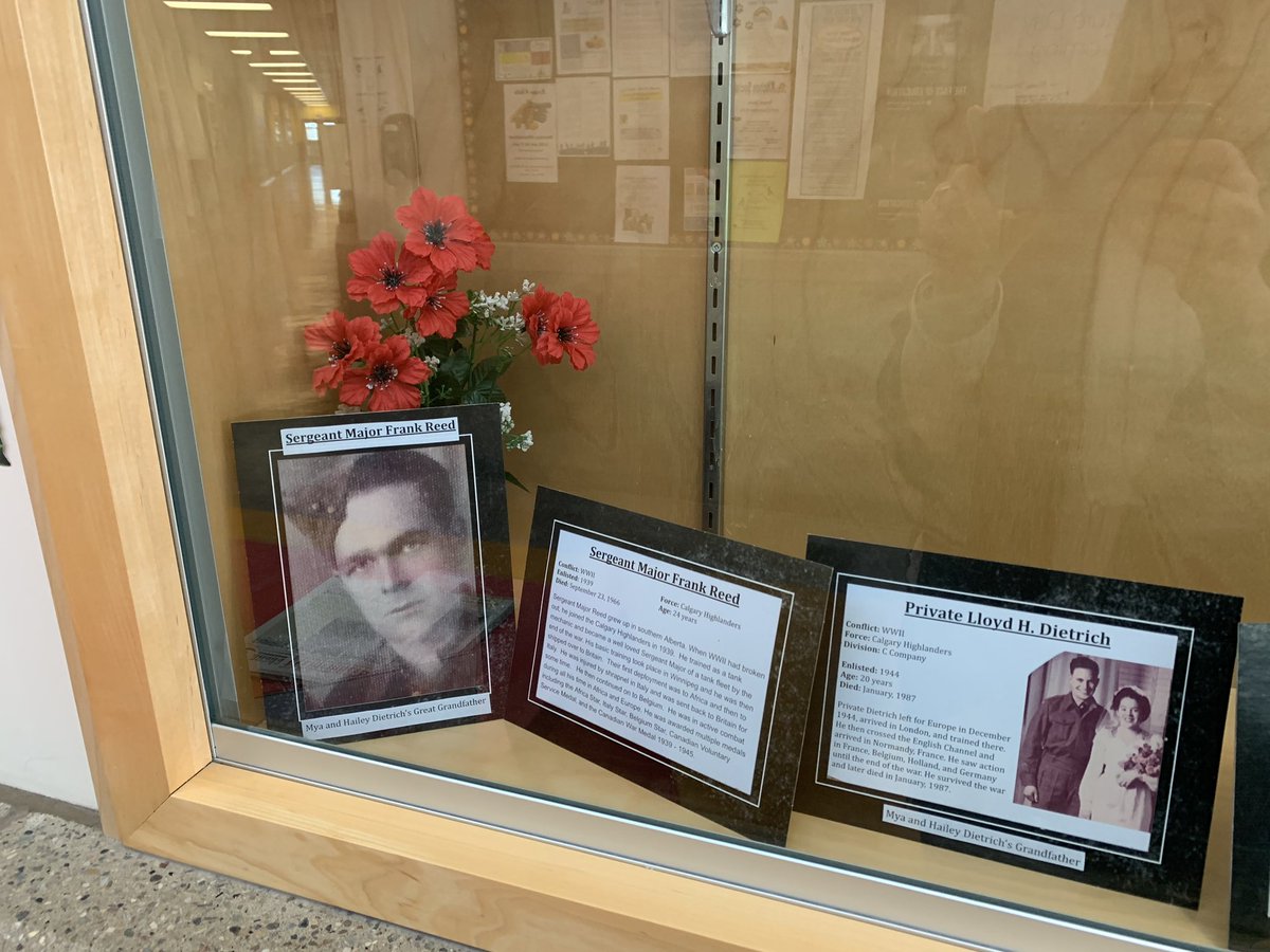 VulcanPrairiev1's tweet photo. Here is our beautiful display of our VPE students’ family members who have served their country. #weremember #remembranceday #thanksforyourservice https://t.co/OP99QafNyO