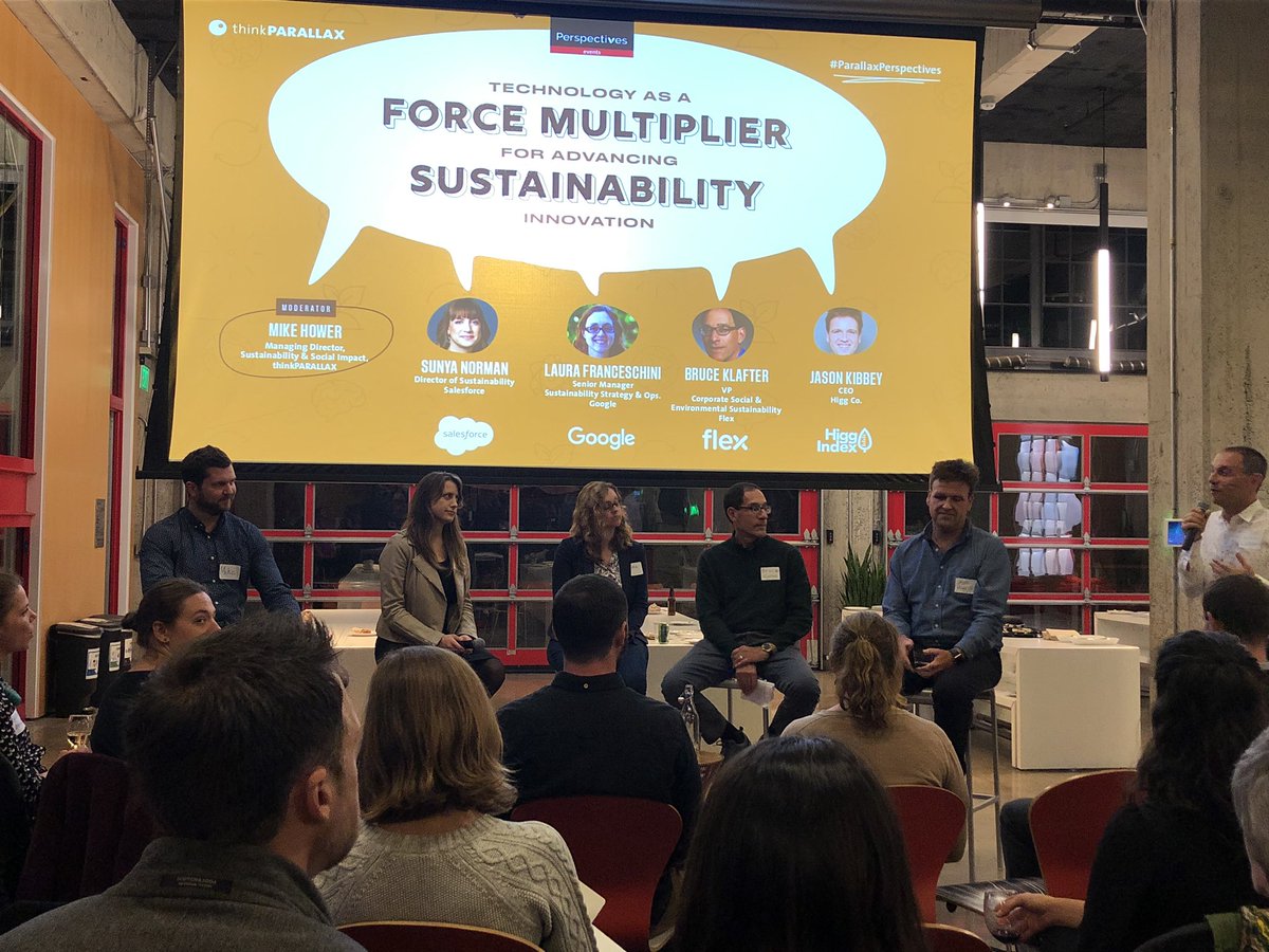Fascinating insights at #ParallaxPerspectives event in San Francisco with sustainability leaders at SalesForce, Google, Flex and Higg Co.