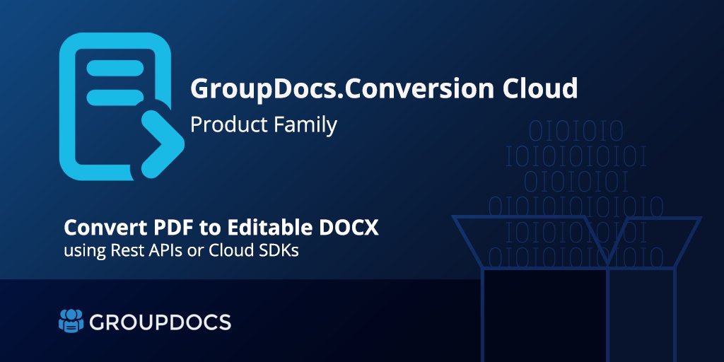 GroupDocsCloud's tweet image. Convert PDF to editable Word document with GroupDocs.Conversion Cloud SDK for Python. The SDK supports conversion of PDF, DOC, DOCX, PPTX,PPT, XLS,HTML and many more file formats from one format to another. Read more - bit.ly/2NIF1kc
#convertPDFtoWord #pythonsdk #restapi