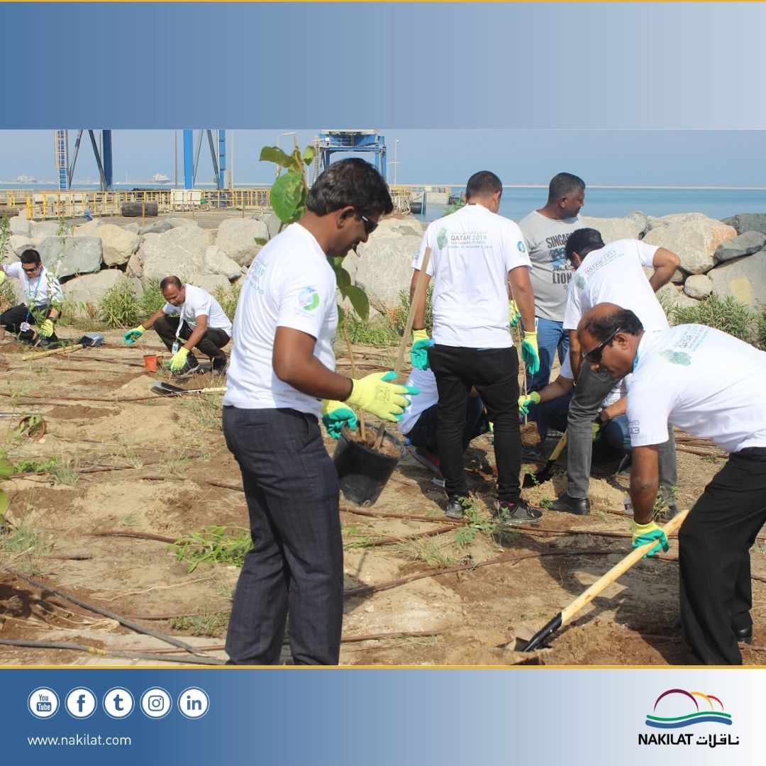 NakilatQatar's tweet photo. In conjunction with Qatar Sustainability Week, Nakilat joint ventures participated in a tree-planting activity at the Erhama Bin Jaber Al Jalahma #Shipyard at Raslaffan industrial city. #QSW2019 #nakilatqatar #shippingindustry #maritimeindustry #LNGshipping https://t.co/oFUEtrAN7C