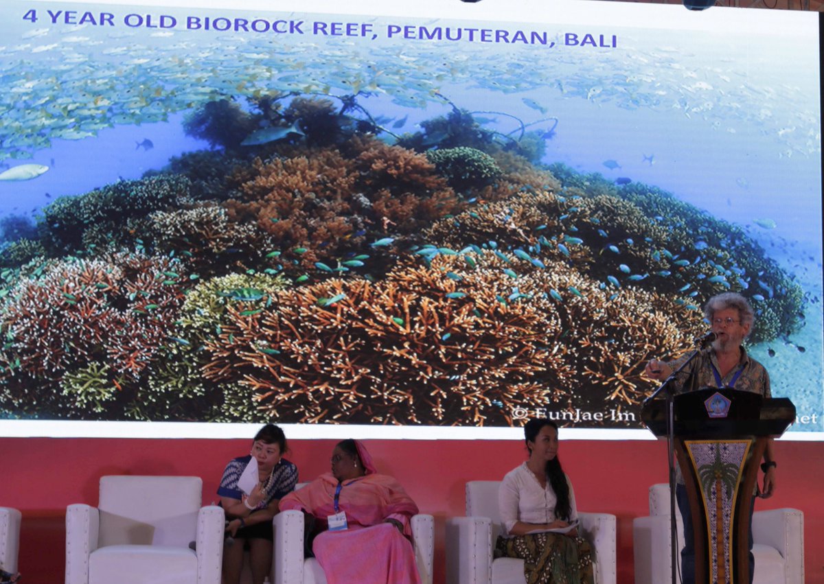 BiorockI's tweet photo. Biorock Indonesia berpartisipasi sebagai pembicara, fasilitator, dan pengisi acara sampingan berupa workshop di AIS SBS 2019, Manado, Sulawesi Utara, Indonesia 30 Oktober – 1 November 2019.  
#biorock #biorockindonesia #coralreef #conservation #bali #coral #restoration https://t.co/izDVoGZDuT