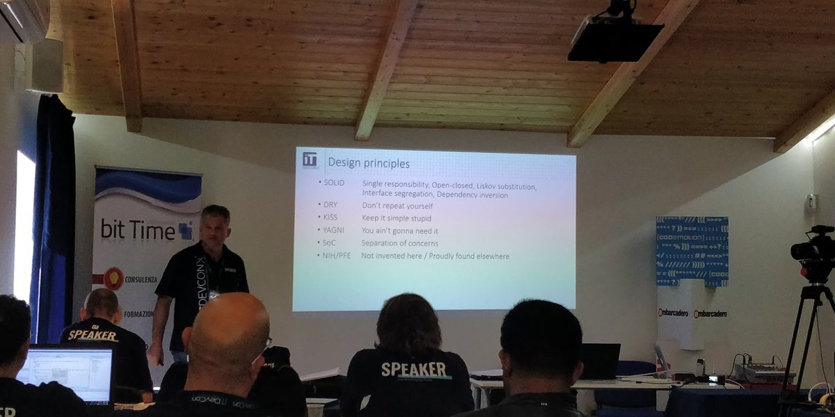 danieleteti's tweet image. Primoz talking about #solid principles and #designpatterns at #itdevconx
@thedelphigeek