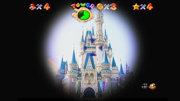 スマ見 ディズニーランドに大砲で侵入しようとしているマリオ