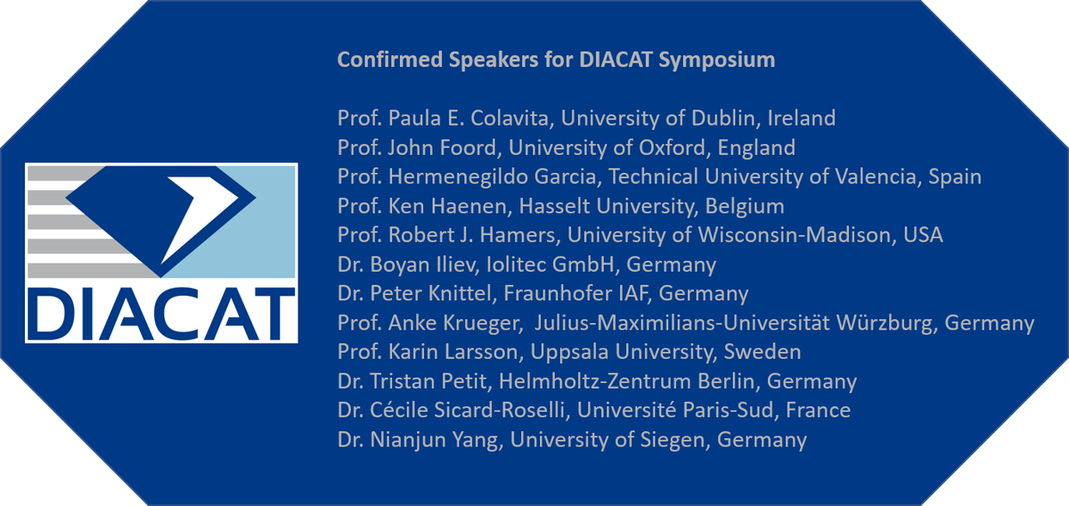 DIACAT_EU's tweet photo. #DIACAT_EU is looking forward to 12 interesting presentations by experts in the fields of synthesis, characterization and catalytic applications of diamond and related materials. See DIACAT Symposium Website and register free of charge: https://t.co/k82oOhb7fX https://t.co/2g7EfUxE6I