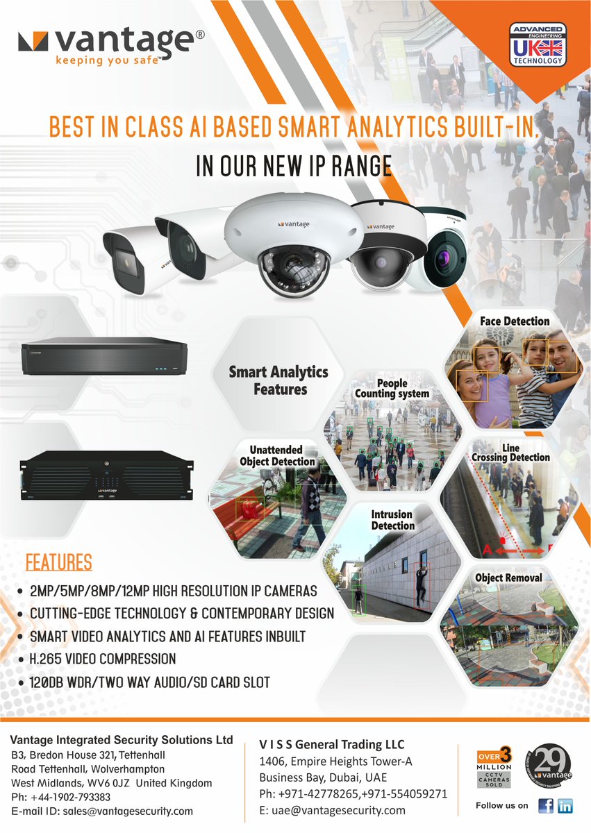 VantageSecurity's tweet image. Our New IP Range: Best in Class AI-Based Smart Analytics Built-In !
Contact Us Now-goo.gl/kREiin 
#Vantage #Security #keepingyousafe #cctv #surveillance #accesscontrol #alarmsystems #entrancemanagement #turnstiles  #metaldetectors #parkingmanagement #videodoorphone