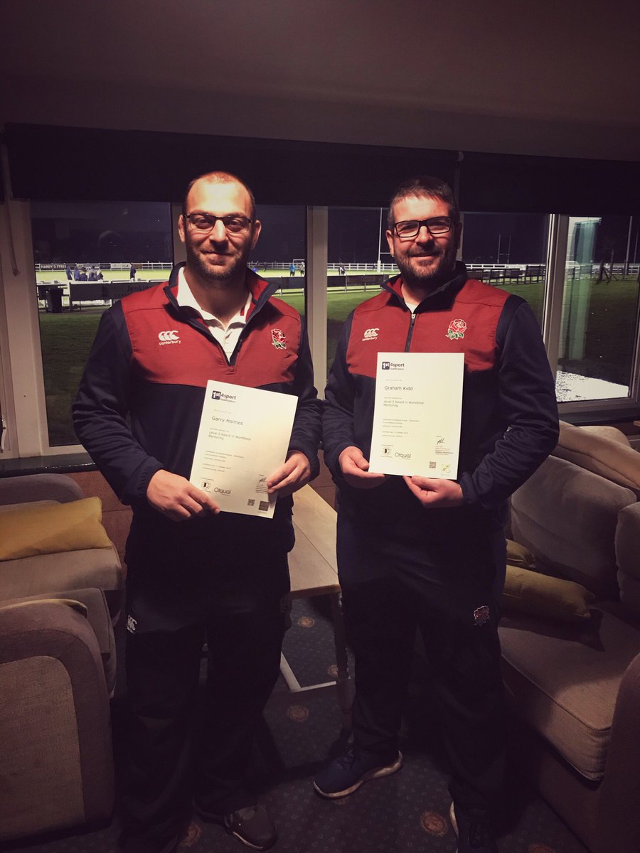 Congratulations to Garry Holmes &amp; Graham Kidd from the <a href="/CumbriaCRCs/">CumbriaCRCs</a> Team who have both completed their L3 Award in Workforce Mentoring recently. 

More support for the coaches, referees and volunteers working within #CumbriaRugby 

Putting players at the centre of our work.