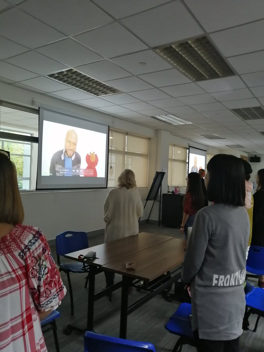 Continuing the mindfulness morsels <a href="/SkylarkeClarke/">Jenna clarke</a> getting us up and practicing our belly breathing #ssislearns