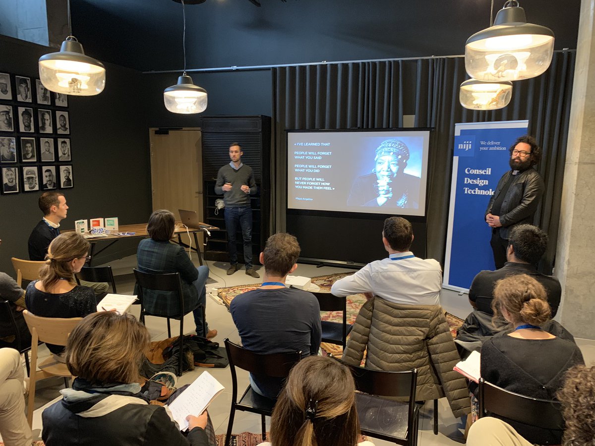 Niji_Digital's tweet image. [Matinale #DesignFeeling #Lyon] « L’autre peut oublier ce que vous dites, ce que vous faites mais jamais ce que vous générez émotionnellement » L’expérience émotionnelle laisse une empreinte mémorielle que les marques doivent s’approprier ! @yvcorbeilpro @matthieu_lerat