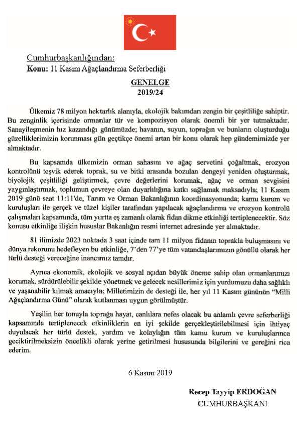 abdibaktur's tweet photo. Enes'in Ağaç Bayramı fikri gerçeğe dönüşsün istedik. Sosyal medyada başlattığımız kampanyamıza milyonlarca kişi destek verdi.🌳

Bugün o destekler gerçeğe dönüştü!👊

Cumhurbaşkanımızın takdirleriyle artık Ülkemizde her yıl 11 Kasım Milli Ağaçlandırma Günü olarak kutlanacak.🇹🇷 https://t.co/REhmRINclC