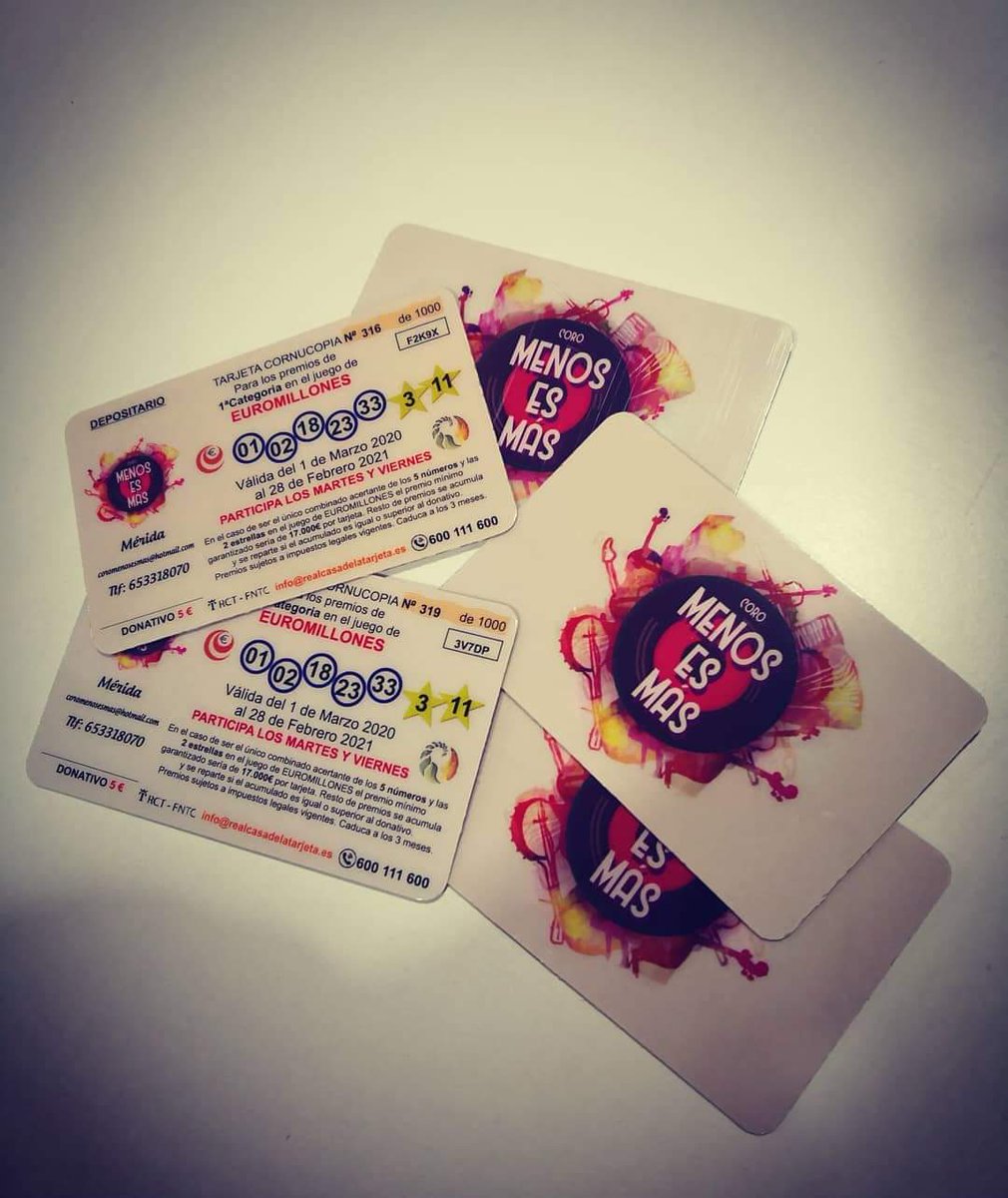 CoroMenosEsMas's tweet image. ¡Ponemos a la venta participaciones de la Euromillón! 💸💸

👤El poseedor de la tarjeta juega durante un año con los números que aparecen en ella.

PRECIO: 5€

Para poder adquirirlas, puedes ponerte en contacto con cualquier componente de la agrupación 😉.

#ElTrenDeLaBruja
