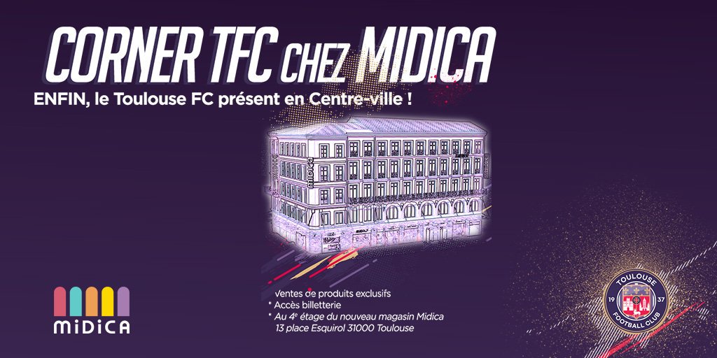 ToulouseFC's tweet image. Enfin, le Toulouse Football Club arrive en centre-ville! 

Retrouvez désormais le Corner TFC au 4ème et dernier étage du nouveau MIDICA, enseigne historique du coeur de notre chère Ville rose 🙂

→ toulousefc.com/fr/retrouvez-d…