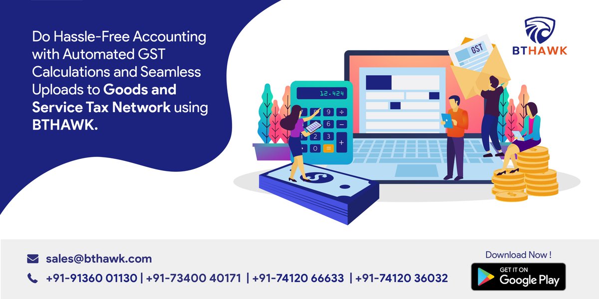 Do Hassle-Free Accounting with Automated GST Calculations and Seamless Uploads to Goods and Service Tax Network using BTHAWK. 

🌐 bthawk.com
📞/📩: +91 7340040171

#BillingProcess #GSTCalculations #GSTN #AccountingProcess #InventoryTracking #GSTBillingSoftware