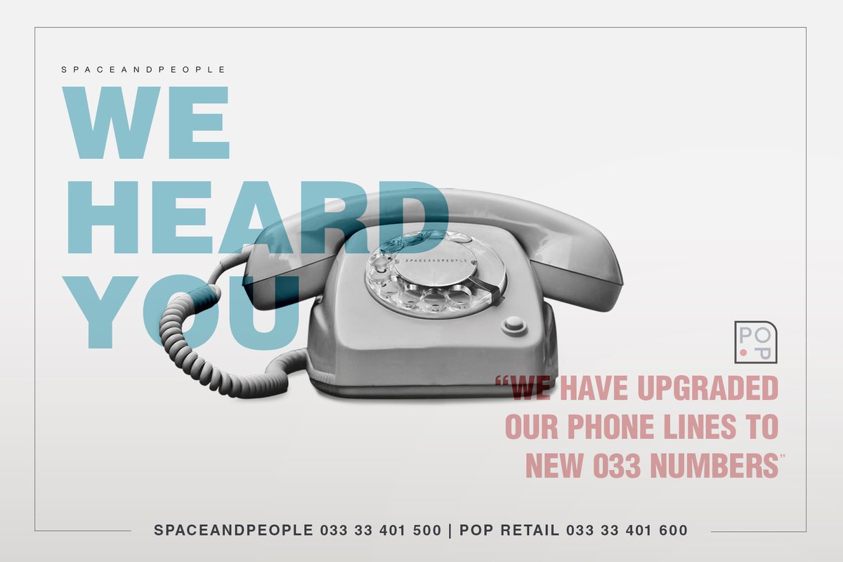 POPRetailUK's tweet photo. We have updated our phone numbers to 03 numbers so that you can reach us with ease. 

For future sales or general enquires please phone us at  
SpaceandPeople 033 33 401 500
POP Retail 033 33 401 600

Please send your suggestions and feedback to marketing@spaceandpeople.co.uk https://t.co/DPWbvI3fYT