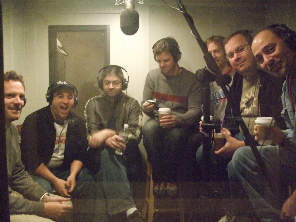 KevinShinick's tweet photo. #tbt to #robotchicken #StarWars special #episode2 Pretty sure this was all of us “bawking” the #JohnWilliams score for the end credits. I can be seen Tweeting this post to the future. ⁦@cyborgturkey⁩ ⁦@doug_gold⁩ @zebwells⁩ ⁦@DanMilano⁩ ⁦@MikeFasolo1987 https://t.co/jtwehAepNS