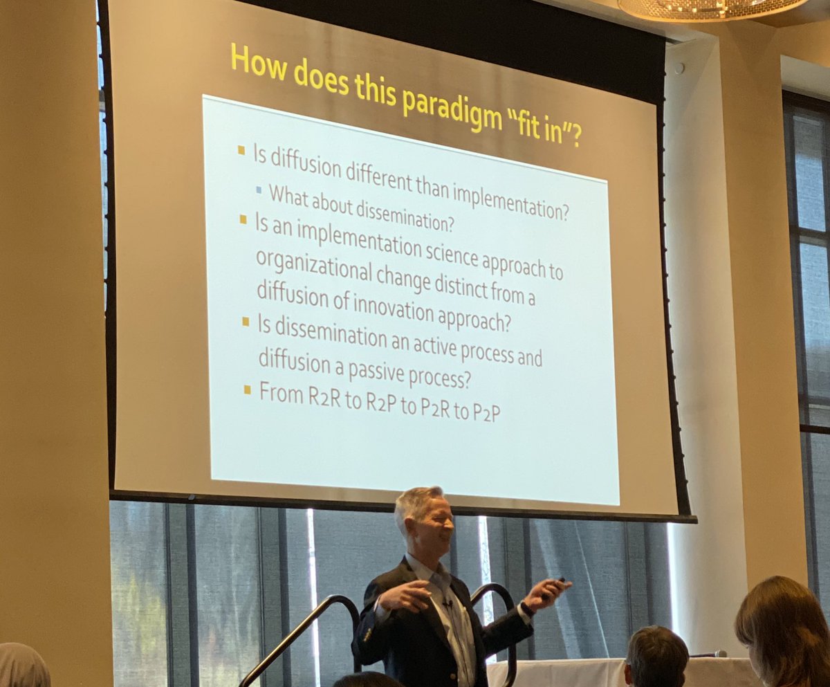 Practitioners talk to practitioners. How do researchers listen to practitioners? -Jim Dearing #ICTR_DI19 #dissemination