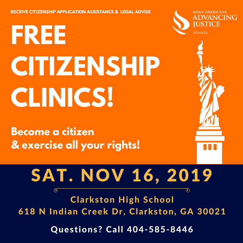 AAAJ_Atlanta's tweet photo. U.S.Citizenship Applications fees are expected to increase &amp; it’s really important to apply before the fees go up
The fees are already $725 per person, but with the Trump administration’s proposal, filing fees are expected to increase. 
Start the process now! Join us on Nov.16 https://t.co/YV3by1f3ZH