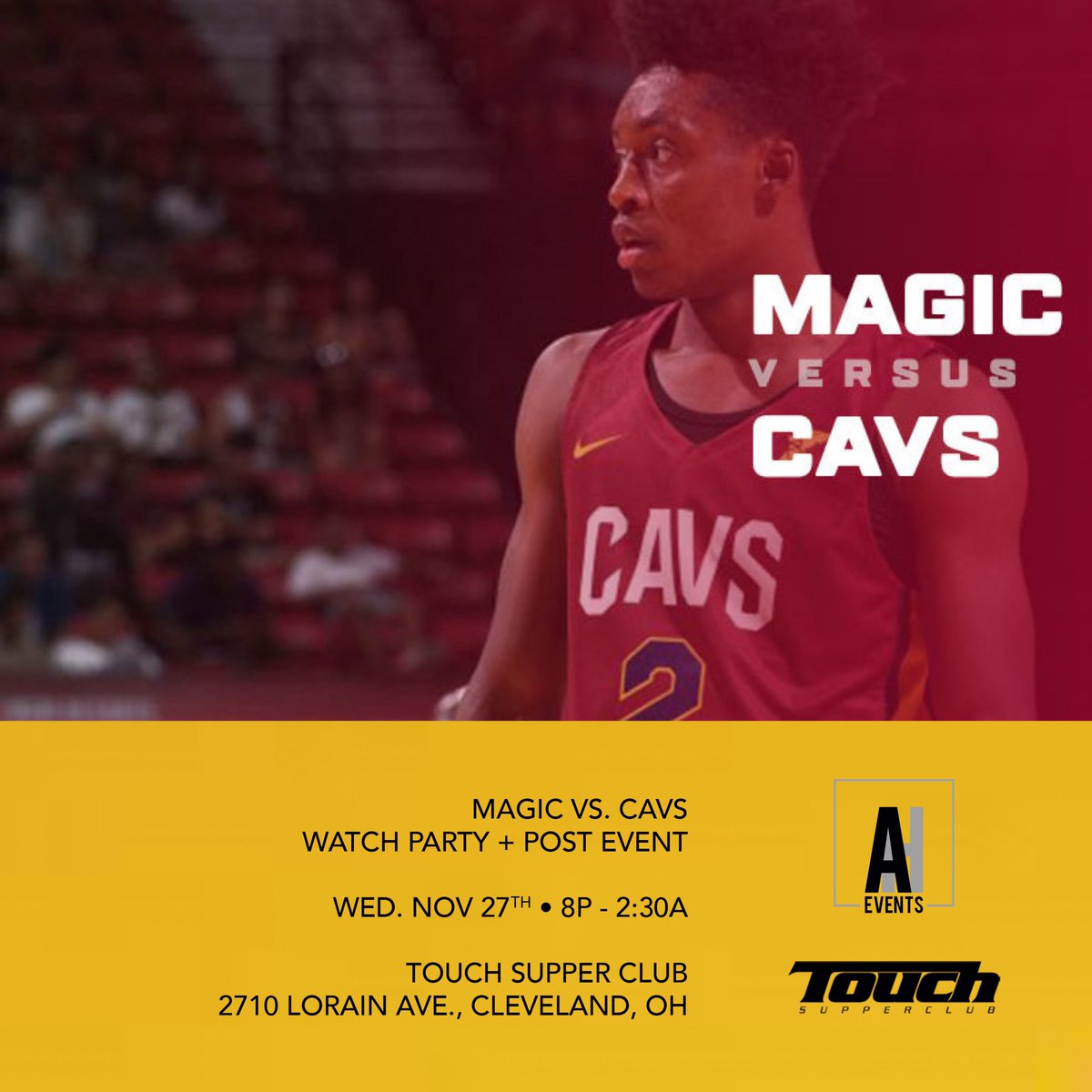 Arnold Hines (@arnoldhines) on Twitter photo Magic vs. Cavs
Watch Party + Post Event
Wed. Nov 27th • 8p - 2:30a
Upstairs: DJ Go & DJ Impure
Downstairs: DJ Mark Who? & DJ Majette
<a href="/touchsupperclub/">Touch Supper Club</a>
2710 Lorain Ave. Cleveland, OH Magic vs. Cavs
Watch Party + Post Event
Wed. Nov 27th • 8p - 2:30a
Upstairs: DJ Go & DJ Impure
Downstairs: DJ Mark Who? & DJ Majette
<a href="/touchsupperclub/">Touch Supper Club</a>
2710 Lorain Ave. Cleveland, OH
