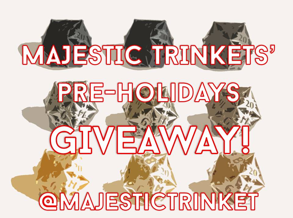 majestictrinket's tweet photo. Giveaway time! Here's a chance to win a 'Starlight' Small D20 in YOUR CHOICE of material! Just in time to gift to someone you care about!

To Enter:
- Retweet this tweet!
- BONUS prize if you are also a Follower

Ends 11/15/19 11:59PST
Additional conditions in the thread https://t.co/kvEdRXhgum